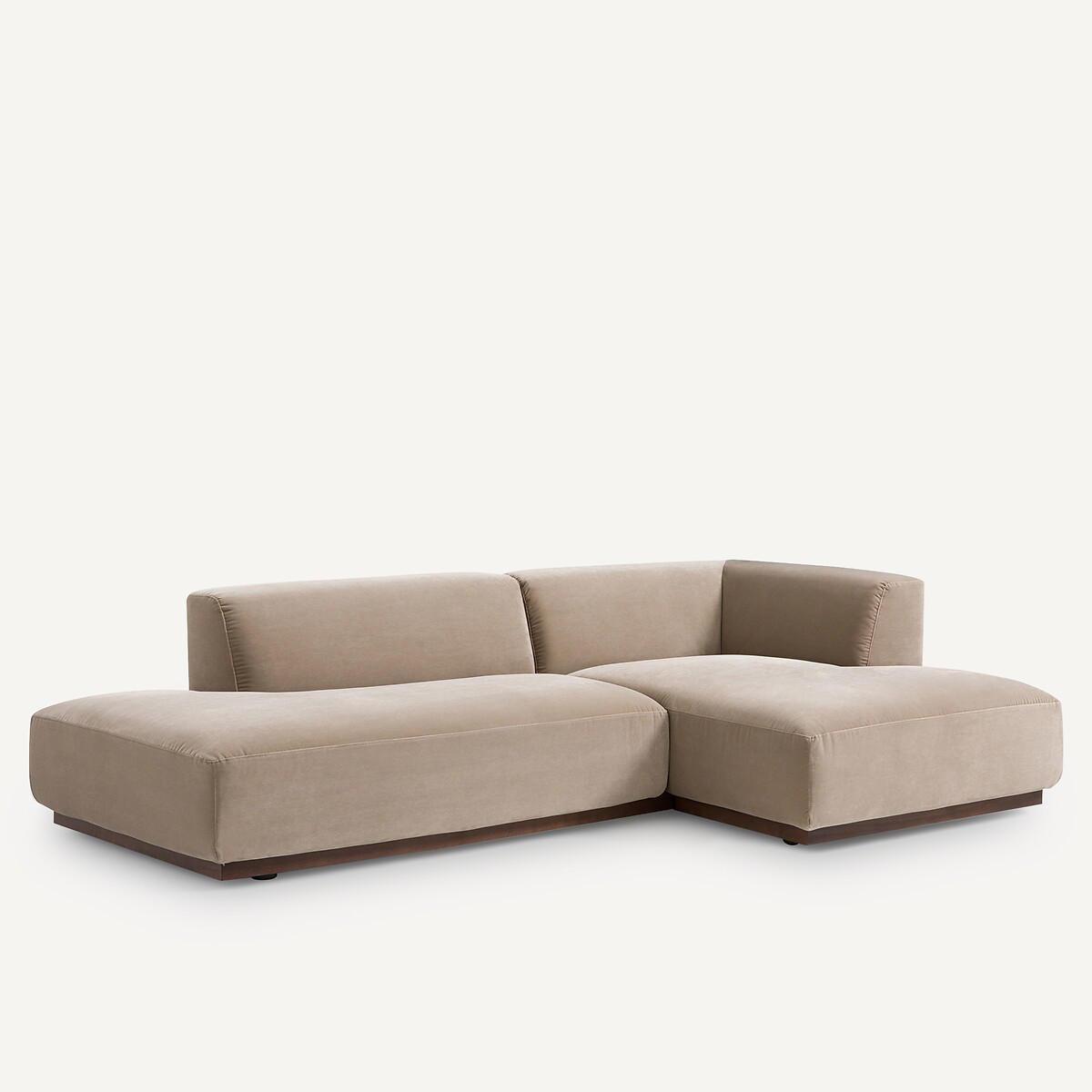 Canapé d'angle droit XL velours, Jacopo beige cendré, AM.PM