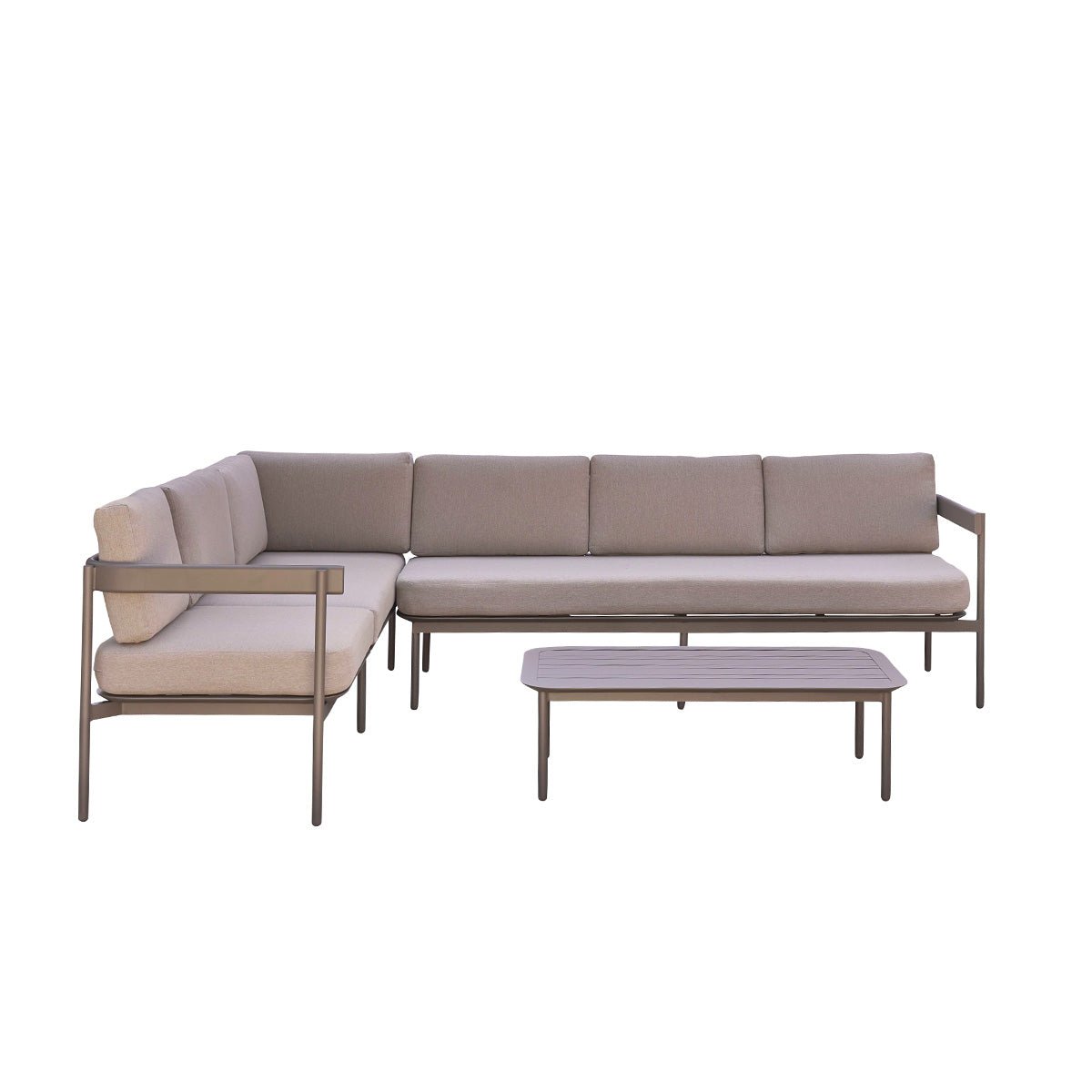 Salon de jardin bas en aluminium modulable ALVAR taupe, BERAH GETAH