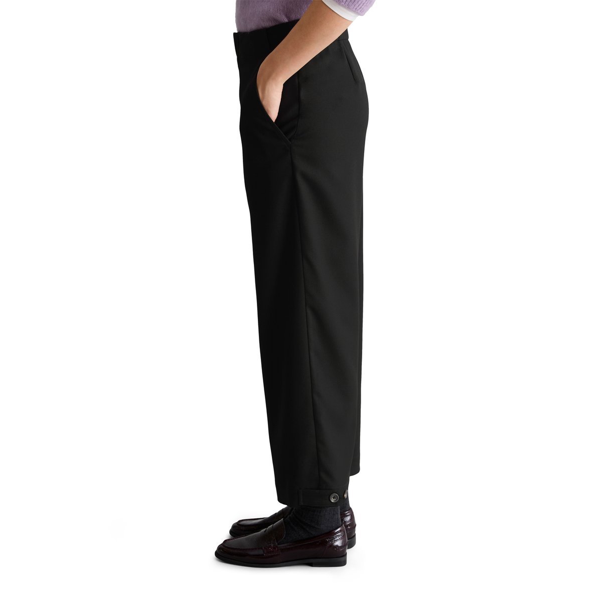 Pantalon ample en polyester recyclé, viscose et élasthanne noir, MARC O’POLO DENIM