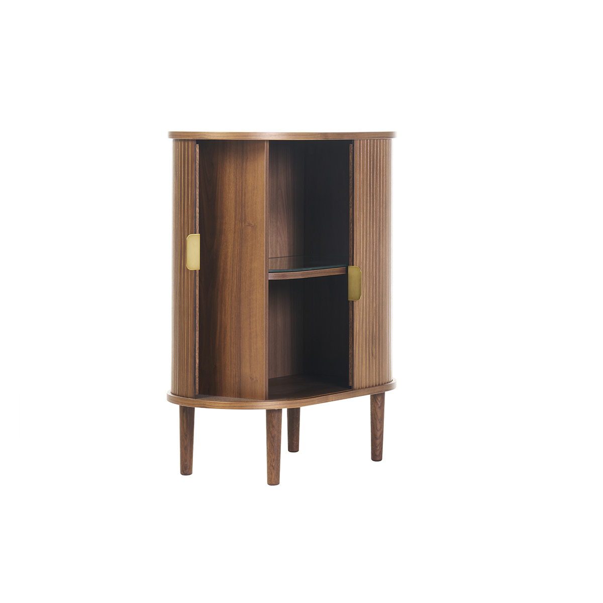 Buffet haut vintage avec portes coulissantes bois foncé noyer L70 cm EPIC noyer, MILIBOO