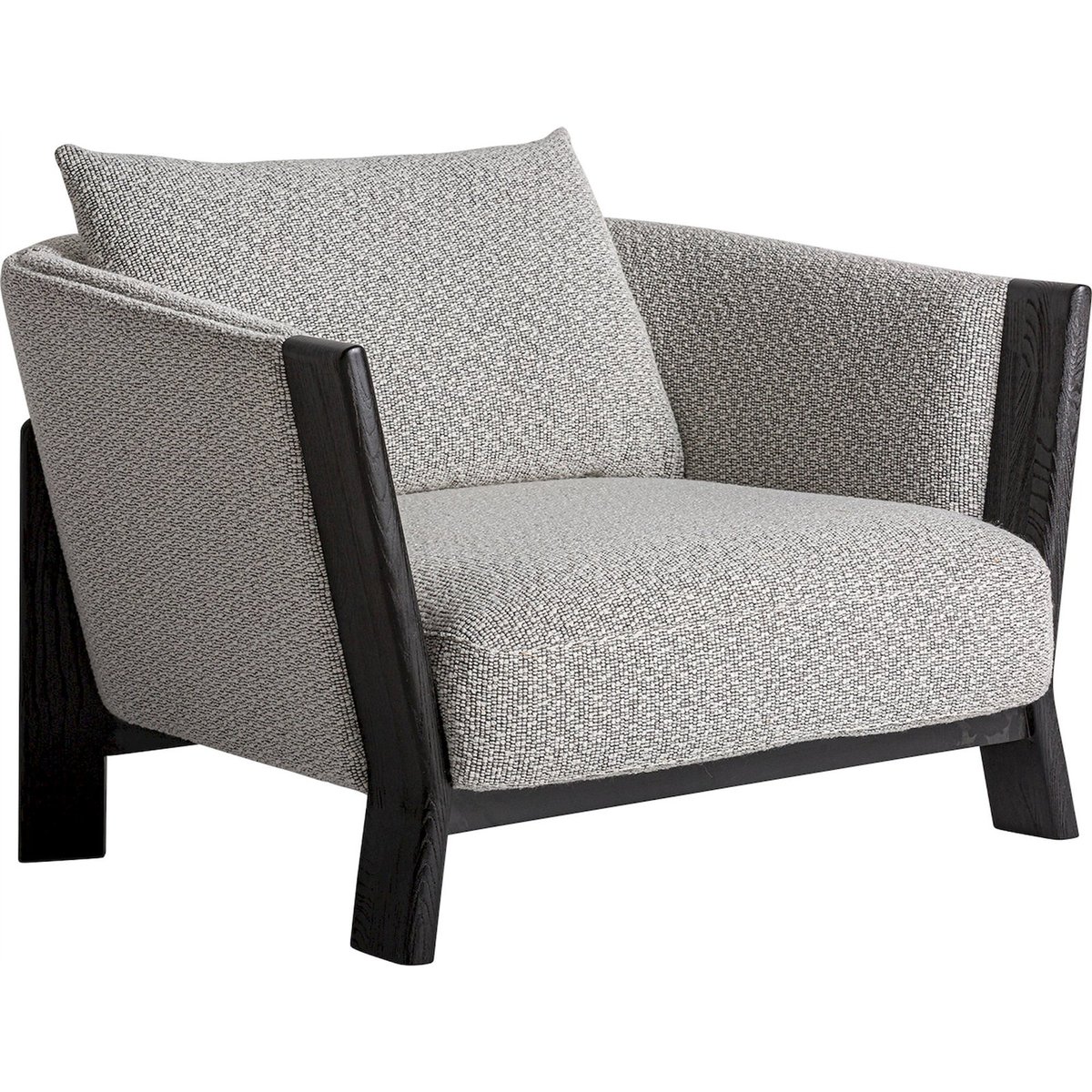 Fauteuil contemporain en chêne et laiton gris marbré élégant, RECOLLECTION