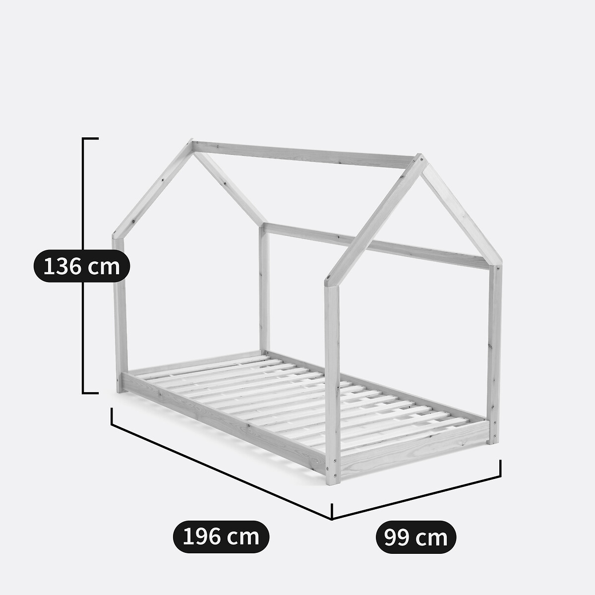 Cama cabaña de pino macizo con somier de láminas, Archi natural, LA REDOUTE INTERIEURS