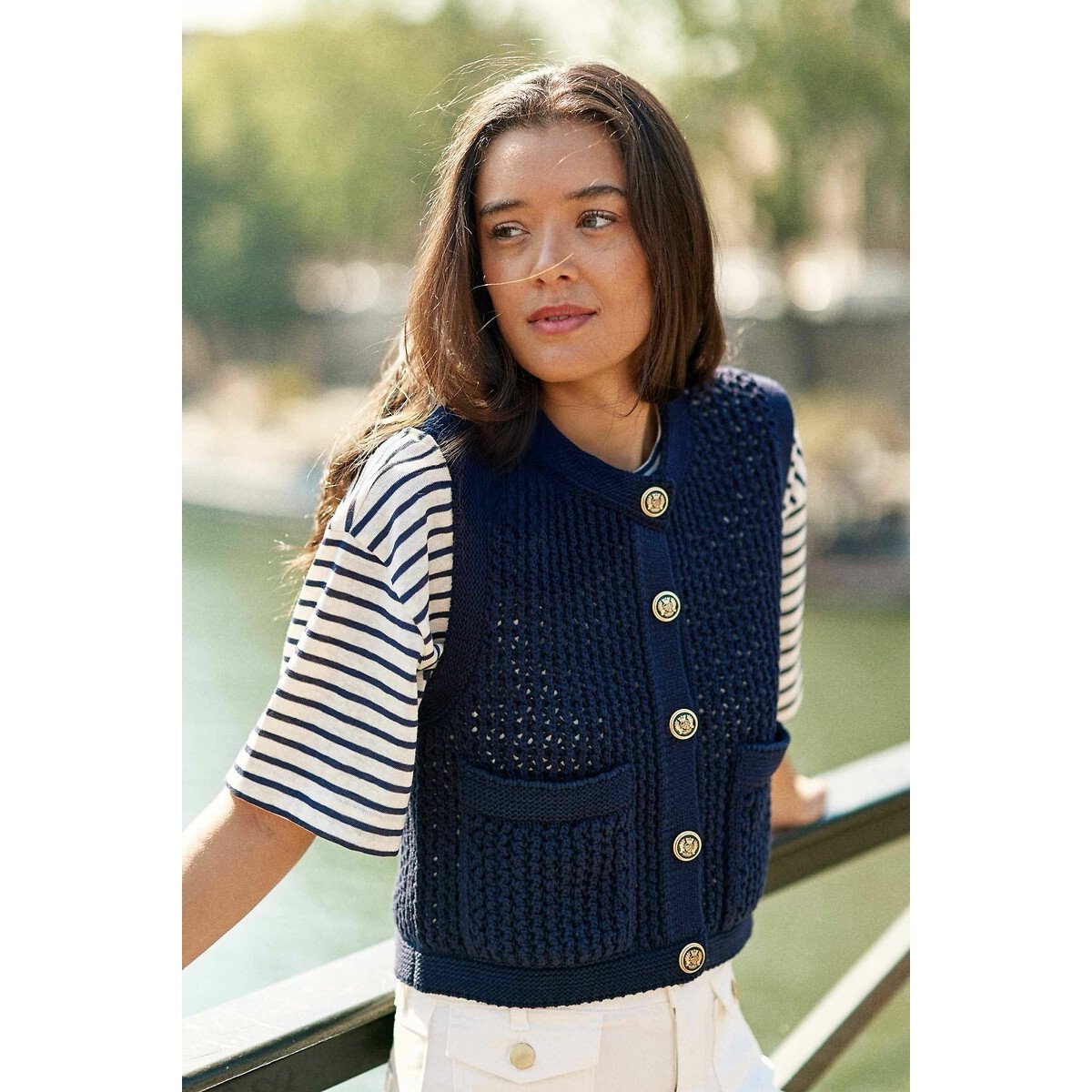 Milana Sleeveless Cardigan navy, LA PETITE ETOILE