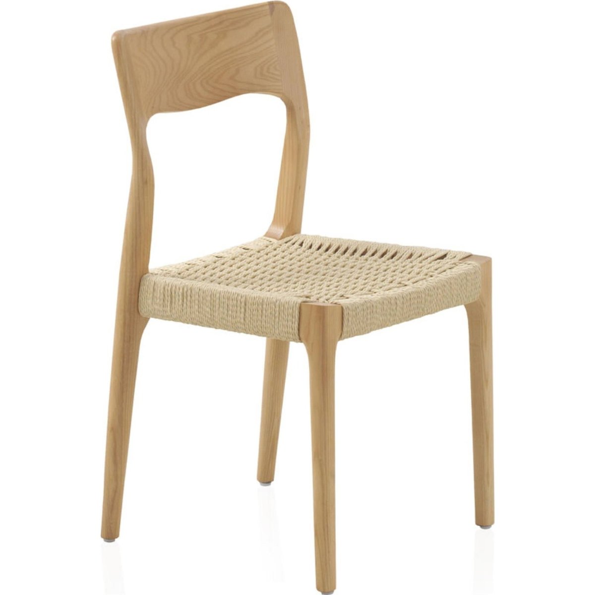 Chaise en frêne, assise tressée (lot de 4) bois naturel et assise beige clair, RECOLLECTION