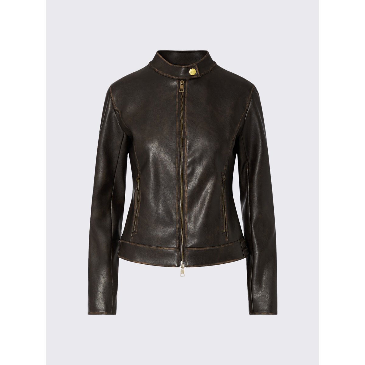 Veste Biker en Tissu Enduit marron foncé, LIU JO