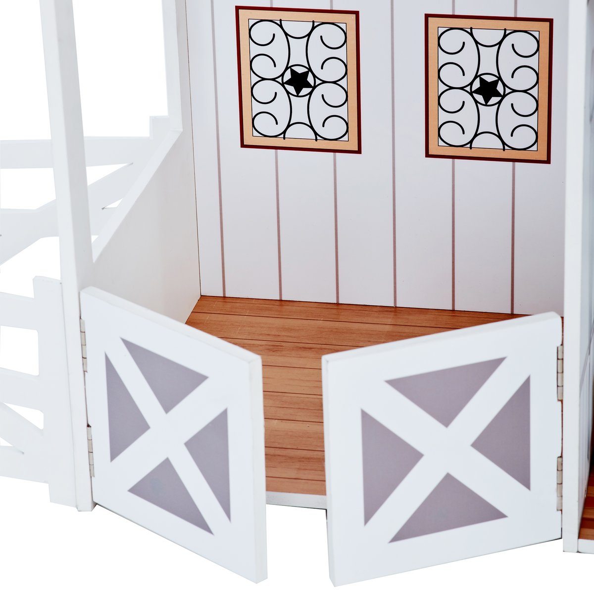 Maison Poupée Ferme 2 étages avec écurie et accessoires, DREAMLAND gris, TEAMSON KIDS