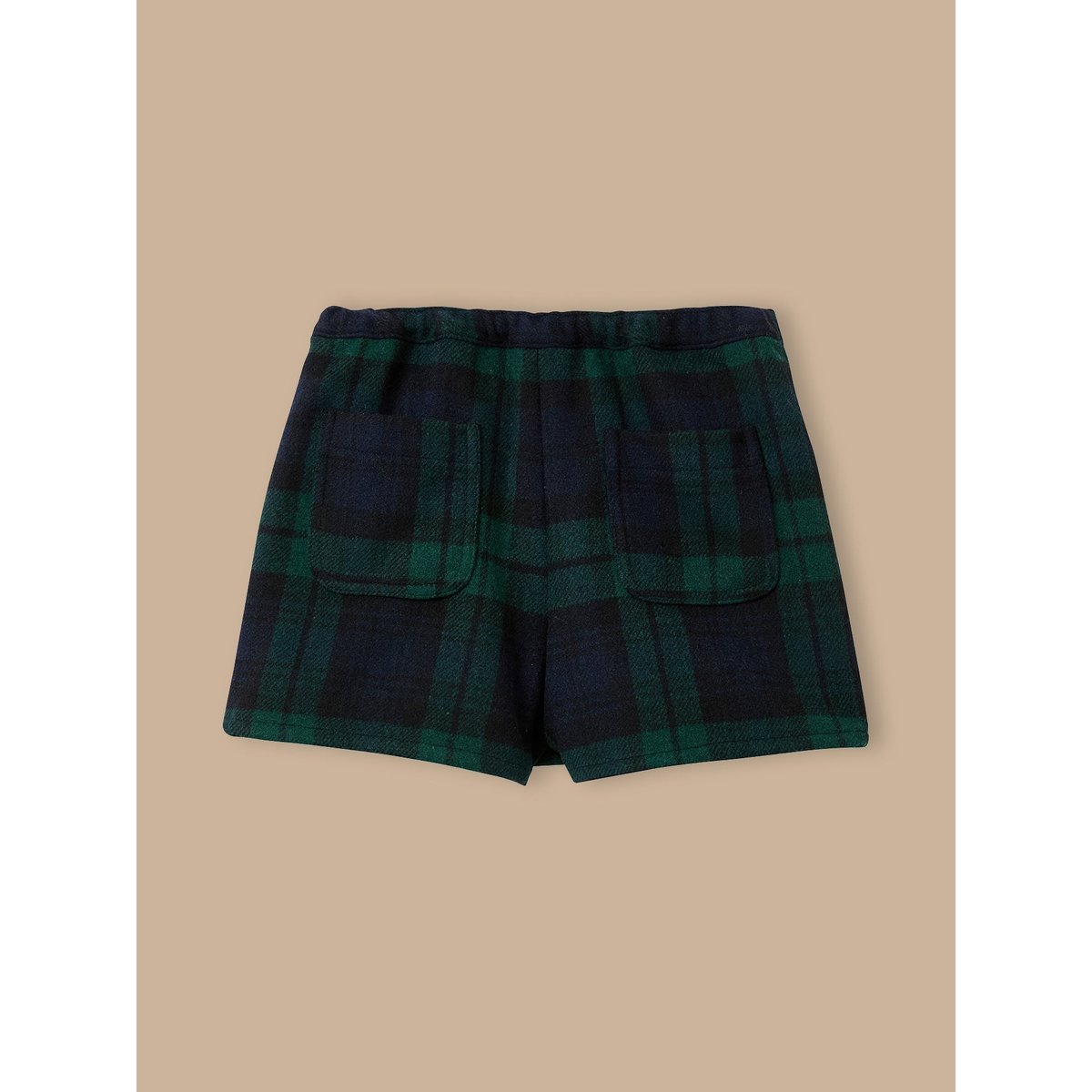 Jupe short imprimé tartan carreaux vert/marine, CYRILLUS