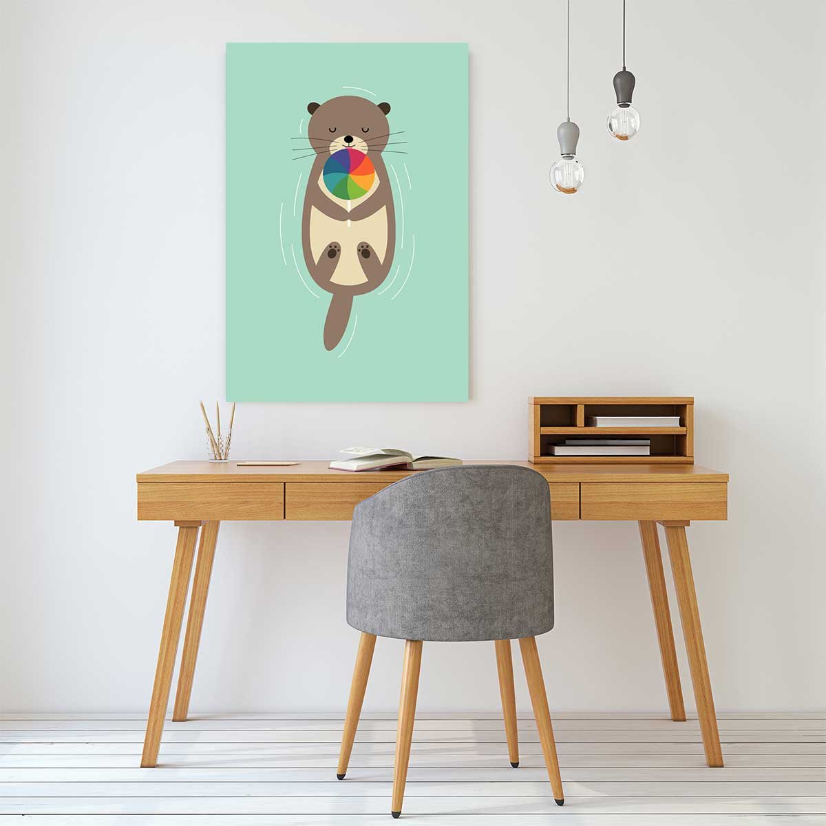 Tableau loutre en baignade toile imprimée, HEXOA