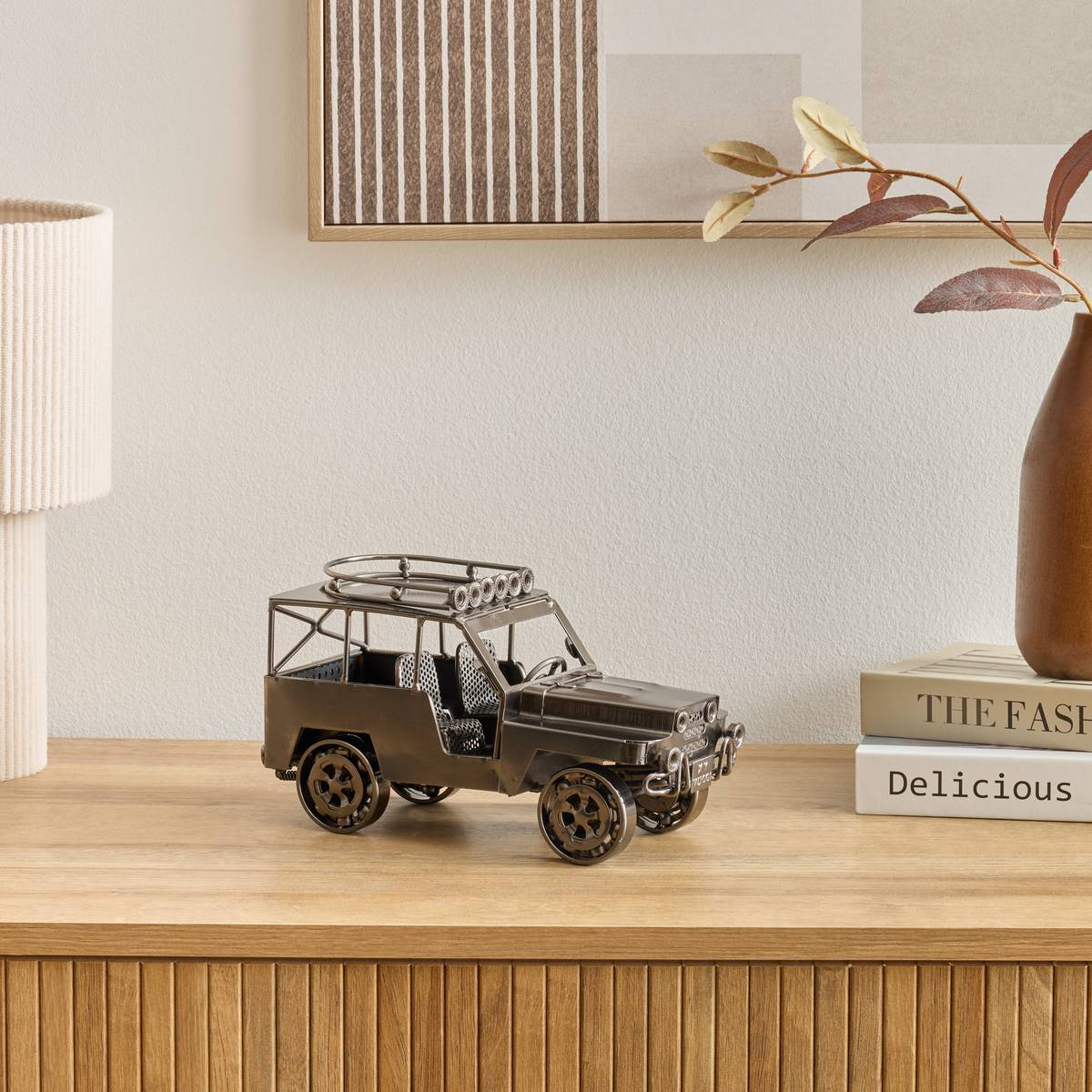 Voiture 4x4 déco en acier IMRAN argent, ATMOSPHERA