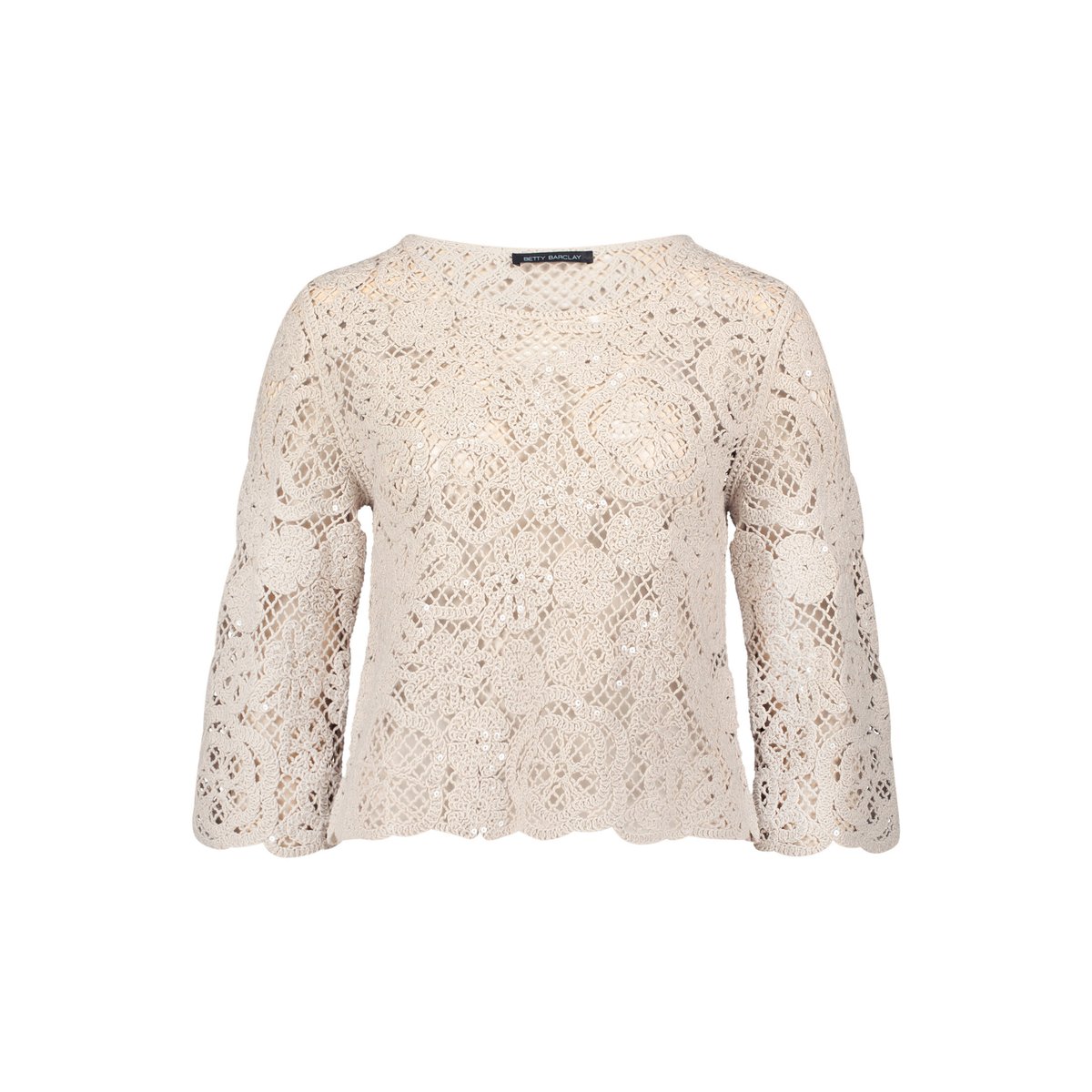Pull-over en maille ajourée à encolure bateau gris, BETTY BARCLAY