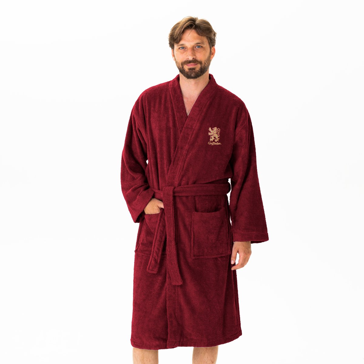 Peignoir brodé 100% coton, GRYFFONDOR rouge, or, HARRY POTTER