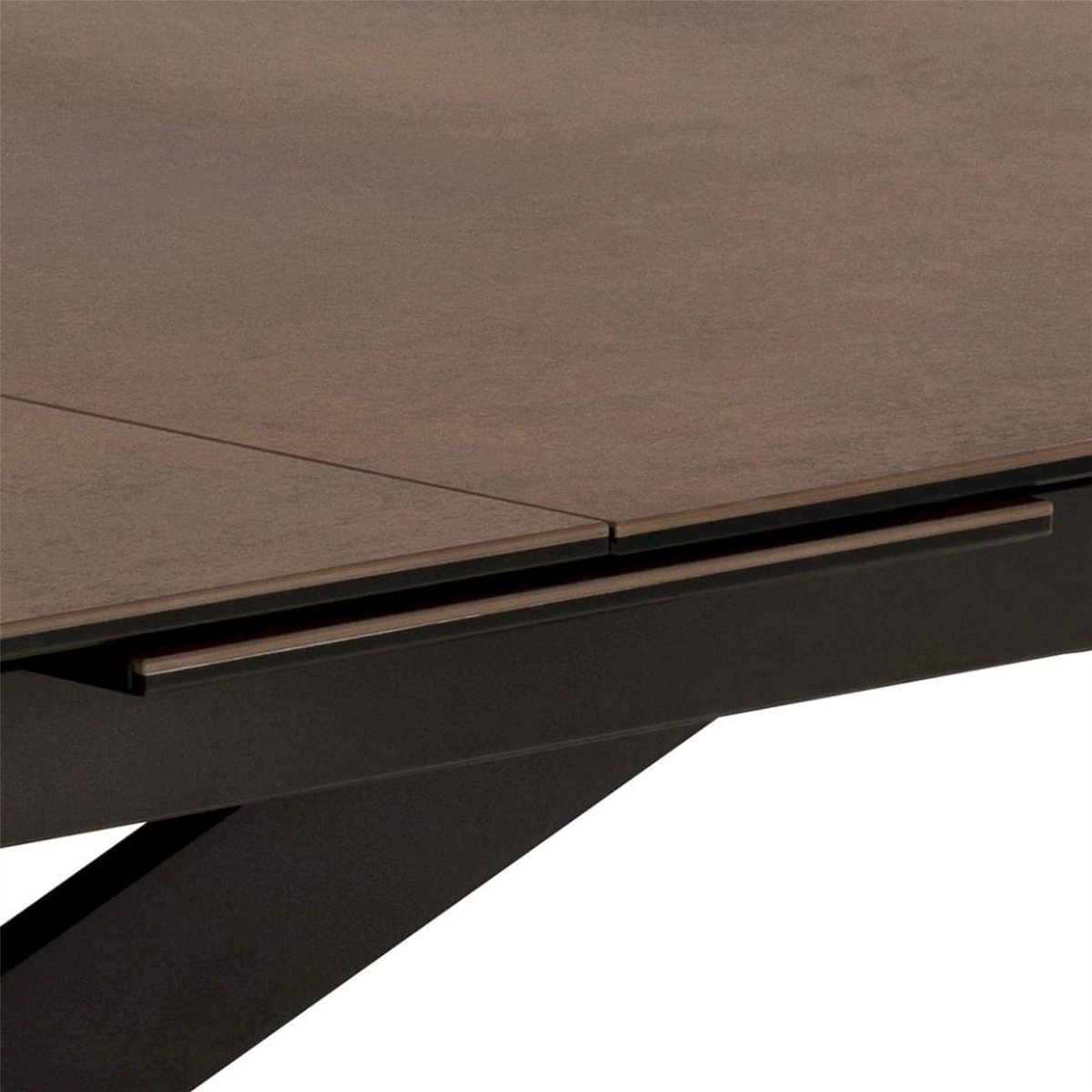 Table à manger extensible céramique SHIMESS brun effet rouille et noir, RECOLLECTION