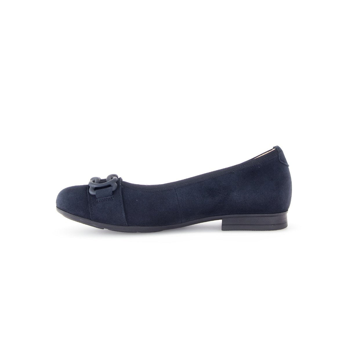 Ballerines en à talon décroché effet galvanisé bleu velours, GABOR