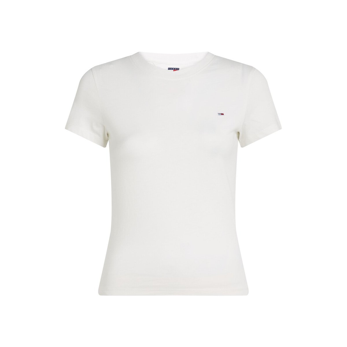 Crew Neck T-Shirt with Short Sleeves ecru , TOMMY JEANS