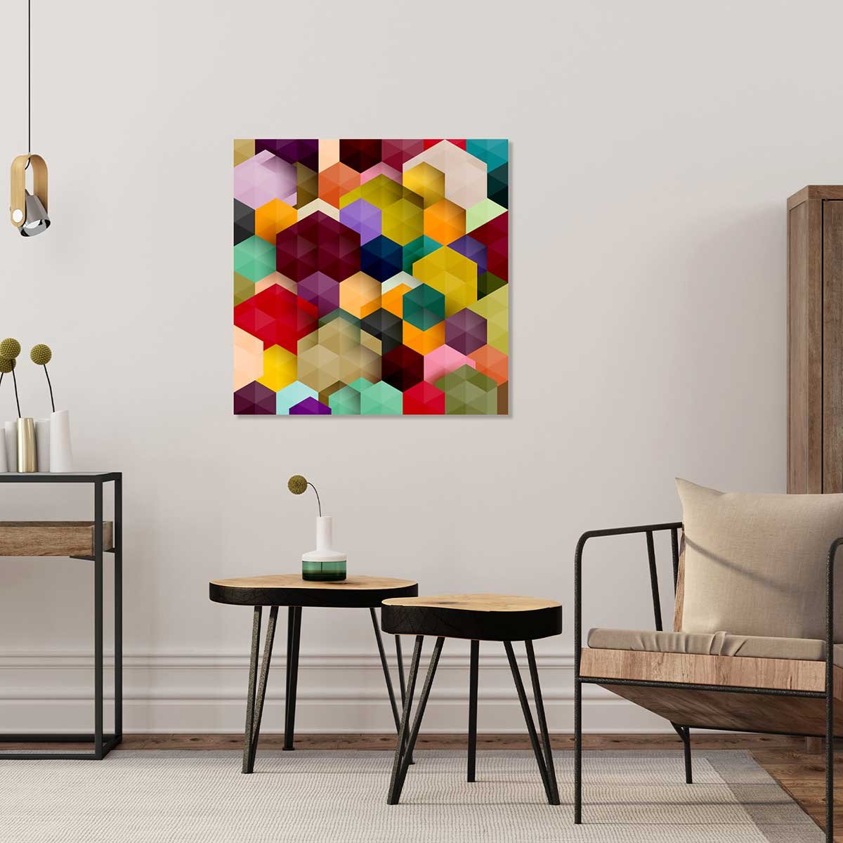 Tableau abstrait cubes tableau alu dibond, HEXOA
