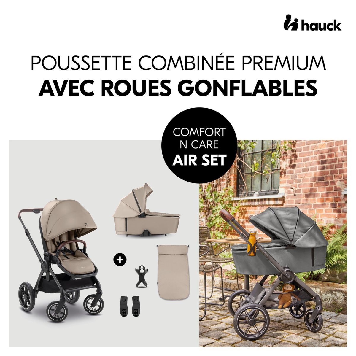 Poussette duo Comfort N Care Air Set Mocha couleur unique, HAUCK