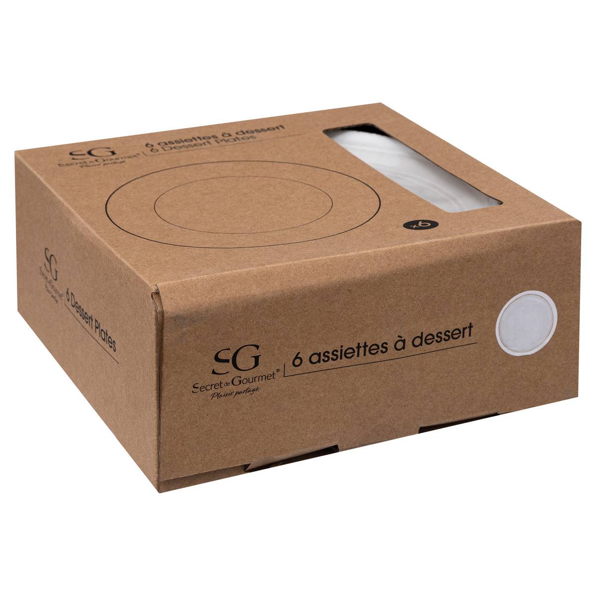 Lot de 6 assiettes en céramique FLOWER gris, SECRET DE GOURMET