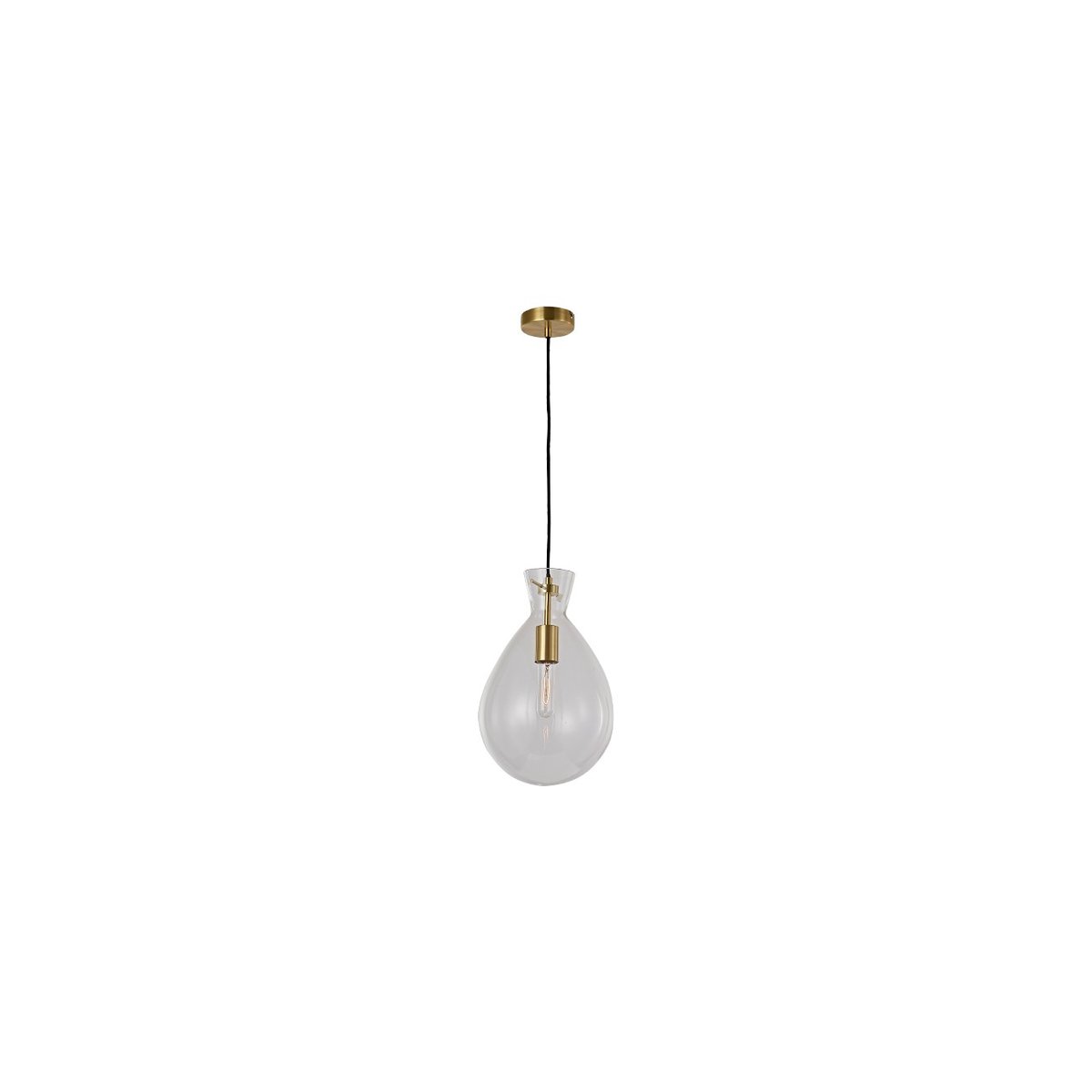 Suspension goutte verre clair - GABRIELA transparent et doré, KOSILUM