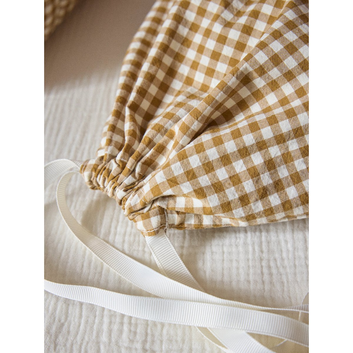 Trousse de toilette en coton vichy vichy caramel, CYRILLUS