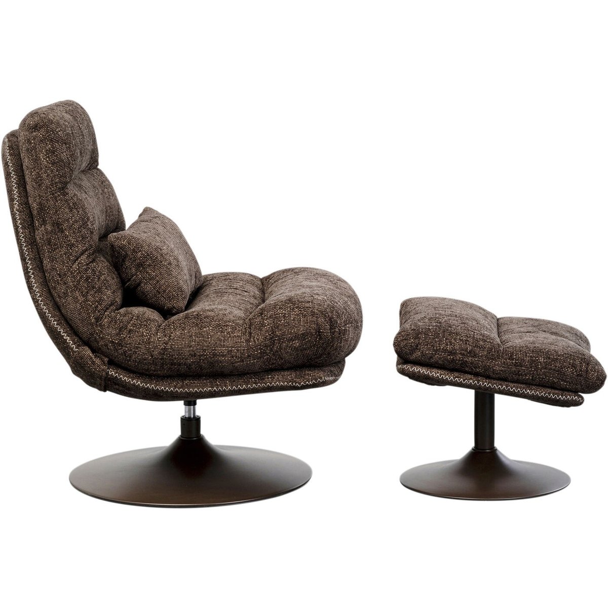 Fauteuil pivotant et repose-pieds, MONTREAL marron, KARE DESIGN
