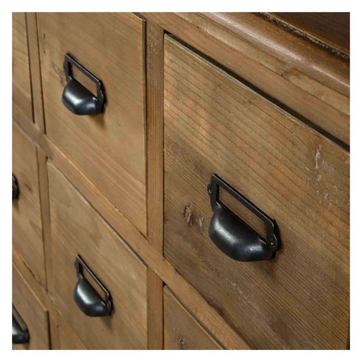 Buffet en bois recyclé 18 tiroirs - MIRAMAS bois foncé, MAISON PAVANE