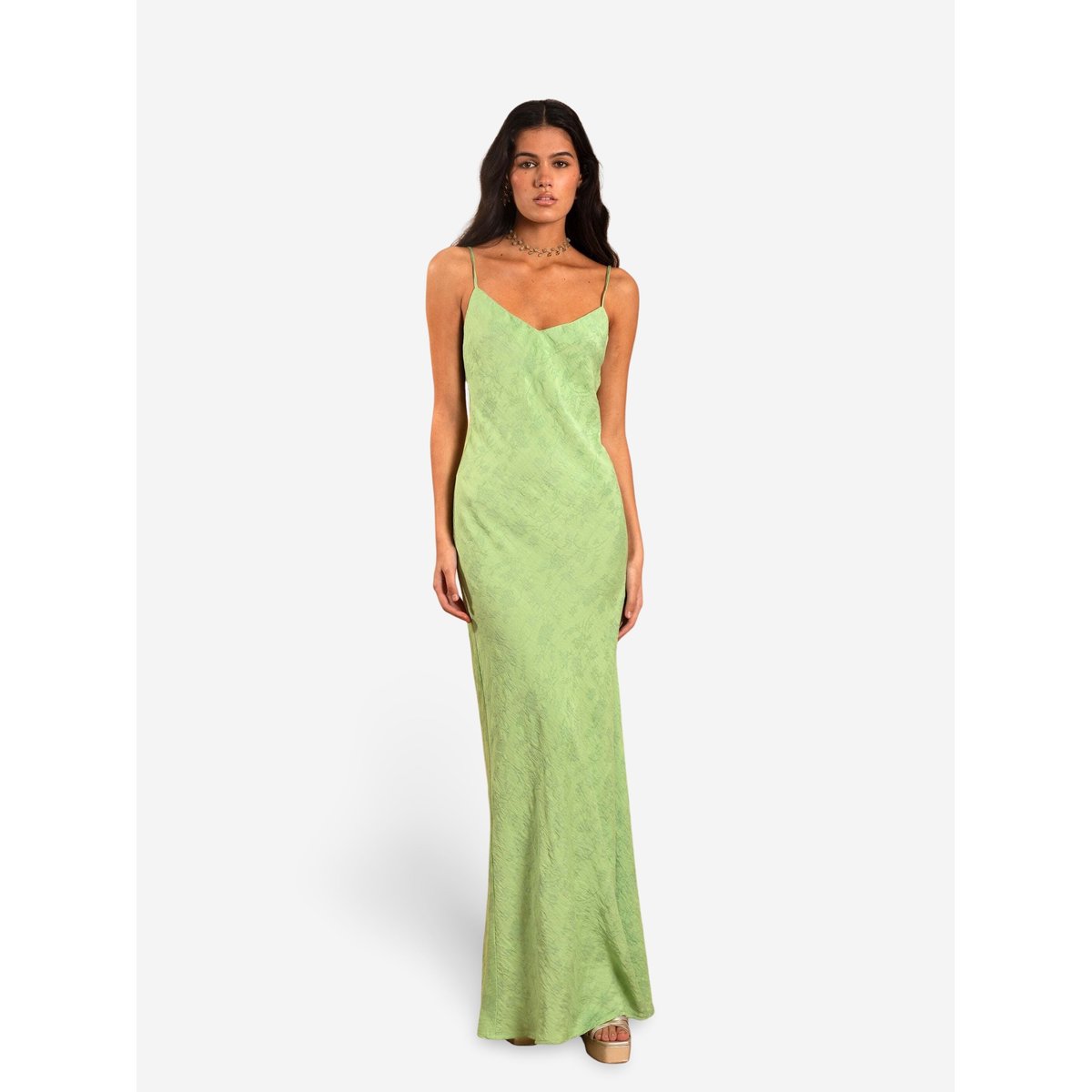 Robe longue à bretelles JAÉN vert, THE-ARE