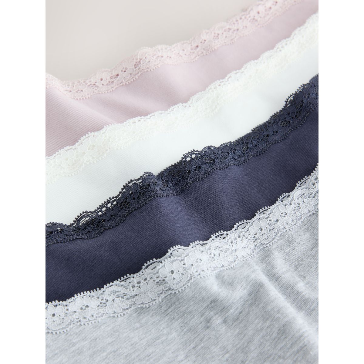 Culotte de bikini en coton/dentelle, lot 4 gris/rose/crème, NEXT
