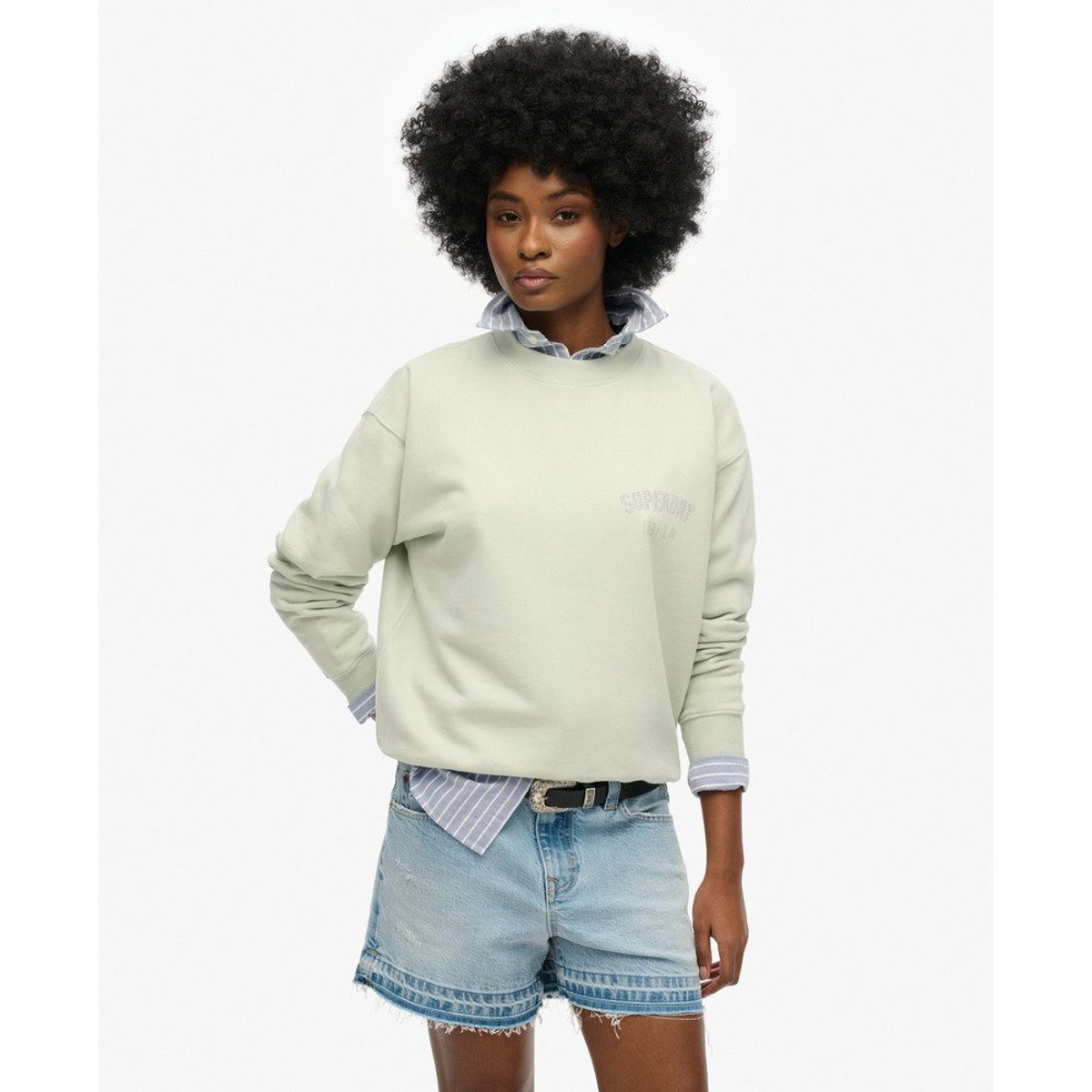 Sweat ras du cou ample Sport Luxe bleu fumé, SUPERDRY
