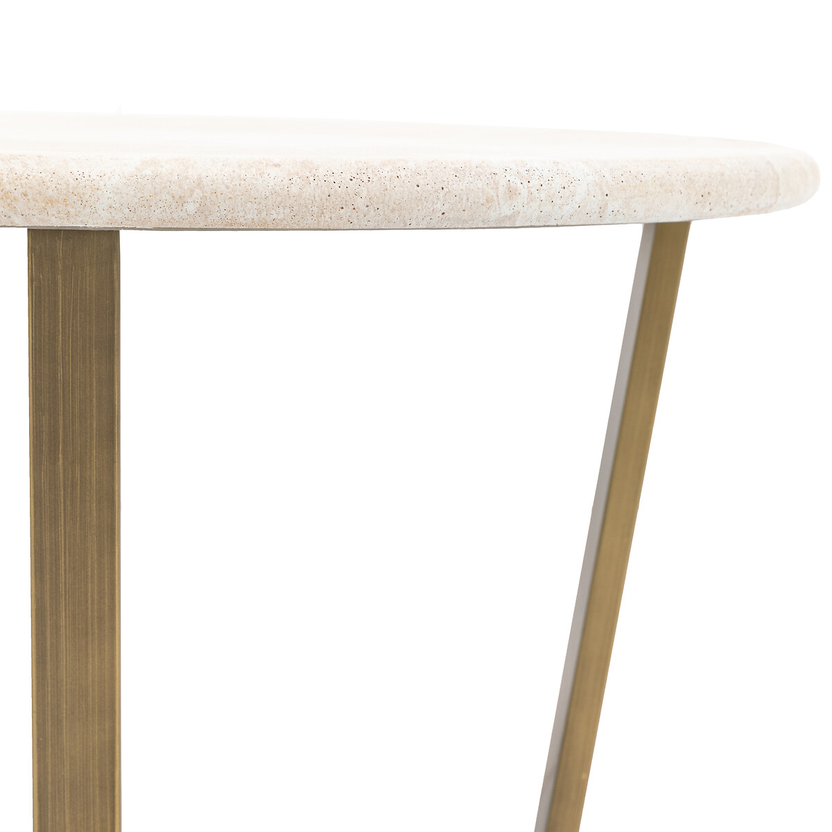 Mora Round Faux Travertine Coffee Table white marble, ÉDITÉ