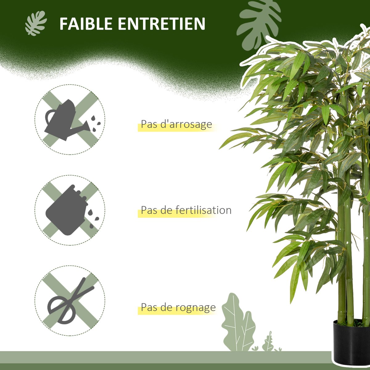 Bambou artificiel PE Vert vert, HOMCOM