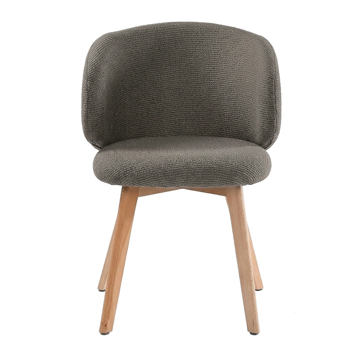 Lot de 2 Chaises en tissu et hêtre SOLENE marron, CALICOSY