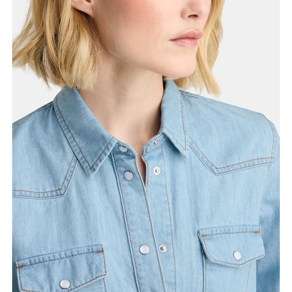 Chemise droite eldorado en coton bleu clair, GALERIES LAFAYETTE