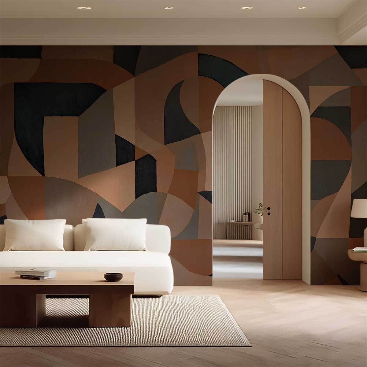 Papier peint Mosaïque Moka multicolore, HEXOA