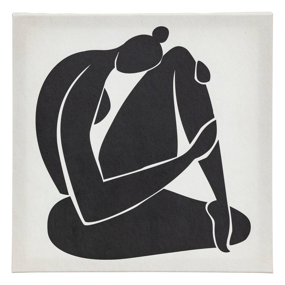 Toile imprimée Cynthia 25x25cm noir et blanc, ATMOSPHERA