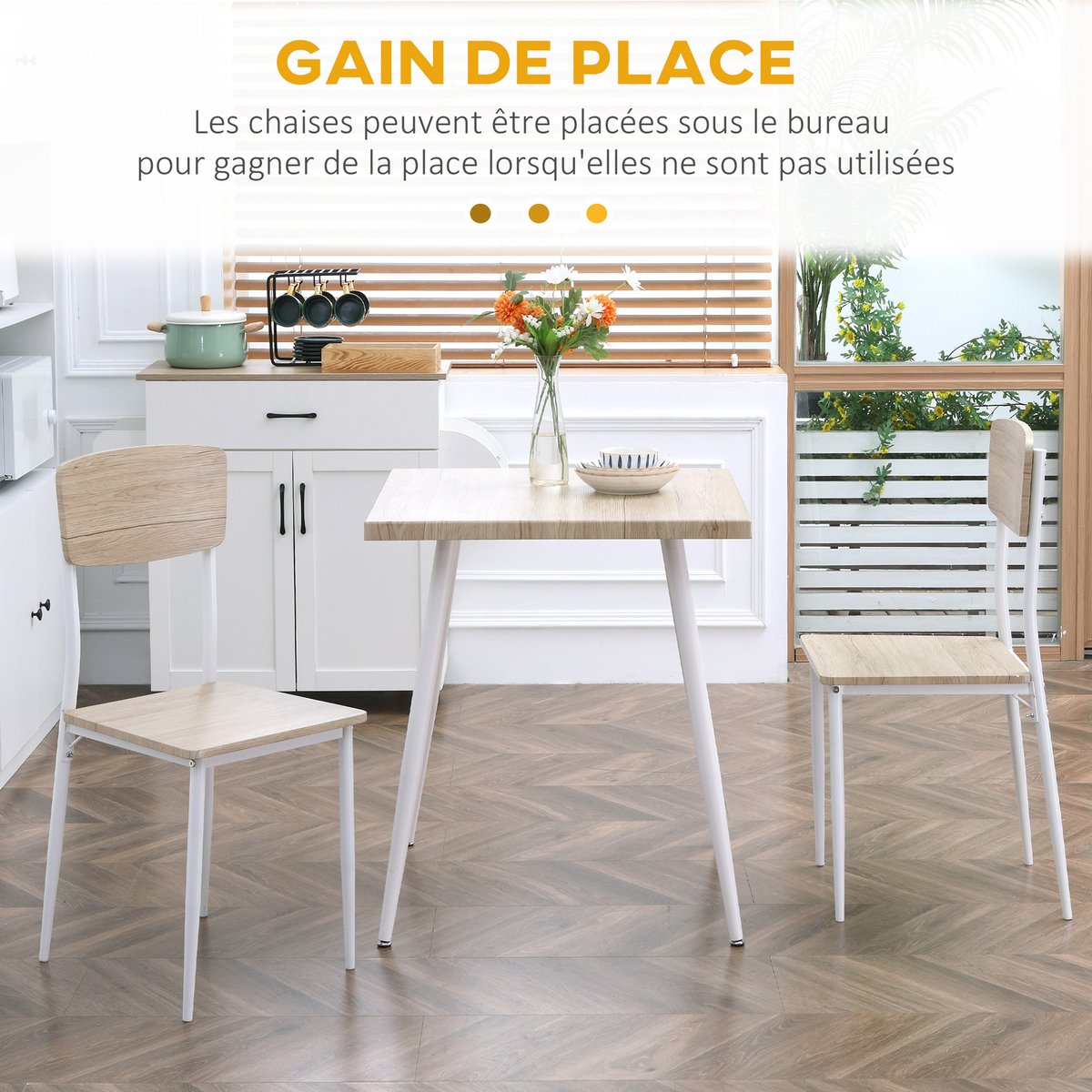 Ensemble de table à manger MDF Bois naturel bois naturel et blanc, HOMCOM