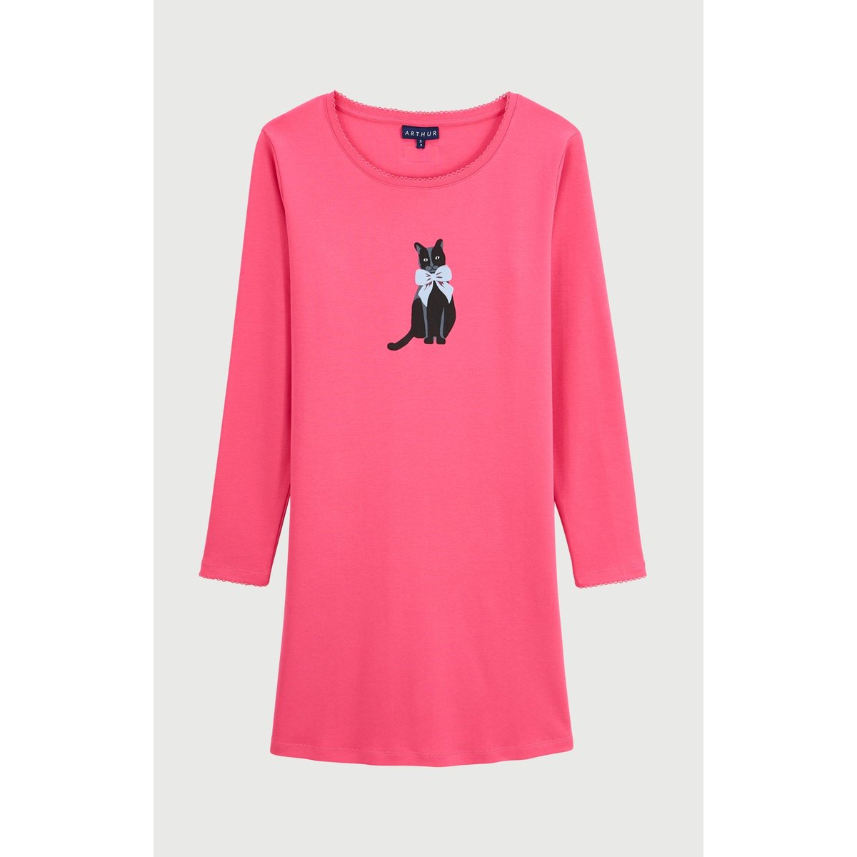 Chemise de nuit en jersey de coton imprimé Kitty fushia, ARTHUR