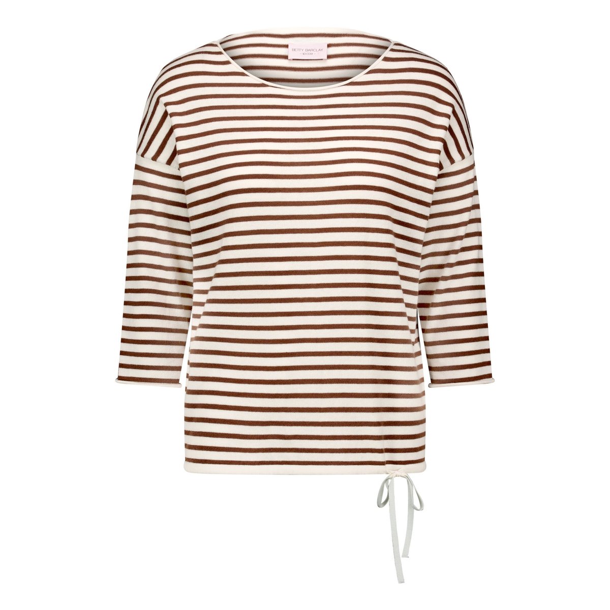 Pull-over en maille à encolure bateau patch cream/brown, BETTY BARCLAY