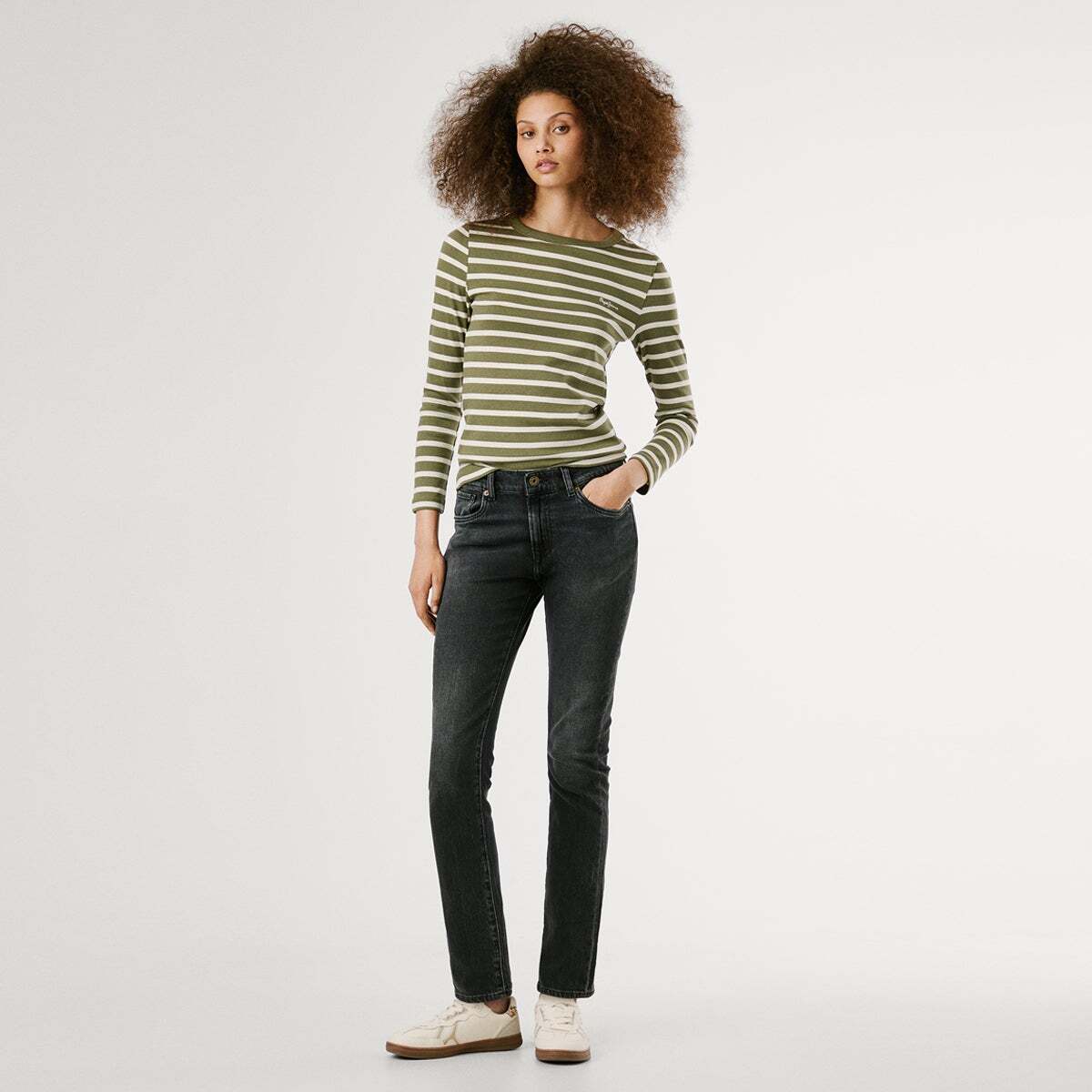 Grace - Jean Coupe Slim, Taille Moyenne faded deep black, PEPE JEANS