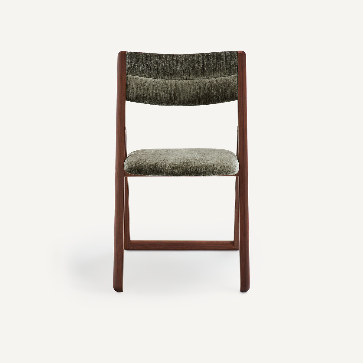 Opklapbare stoelen, van massief notenhout en fluweel, CAMMINATA kaki , AM.PM X EMMANUEL GALLINA