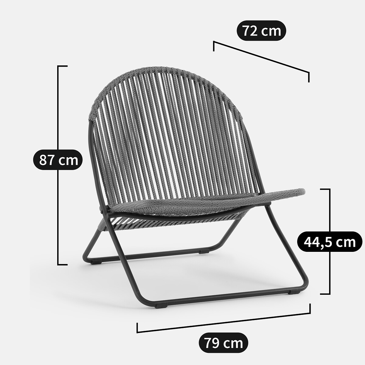 Lage tuinstoel van gevlochten touw, TULA kaki , LA REDOUTE INTERIEURS
