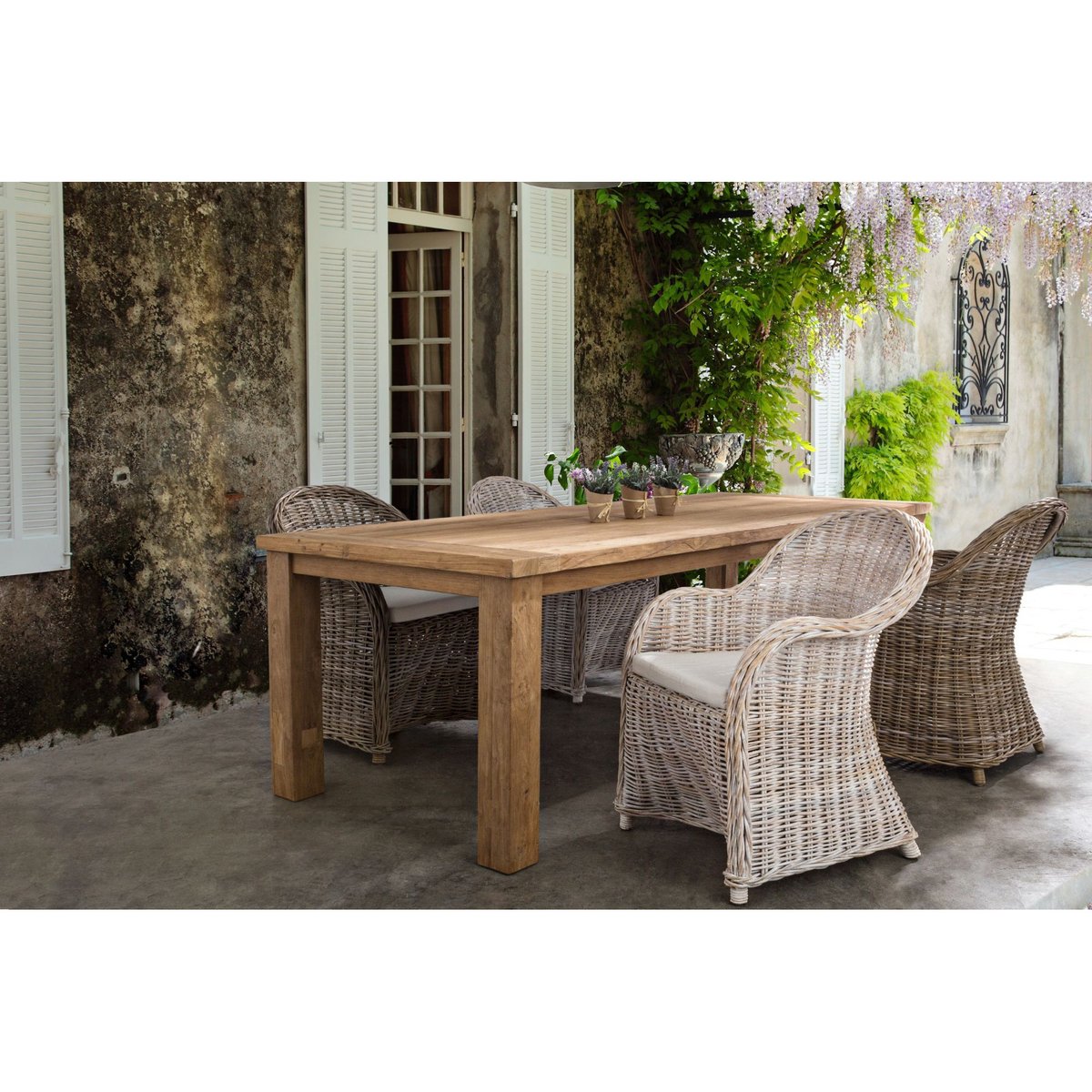 Fauteuil en rotin naturel et coussin en coton - SAINT TROPEZ marron, HELLIN, DEPUIS 1862