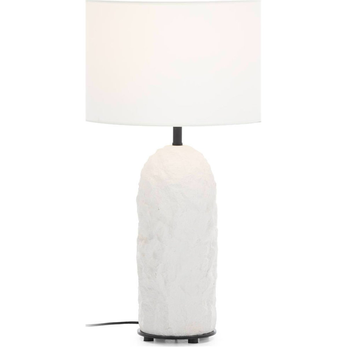 Lampe de table en grès et métal blanc et noir, RECOLLECTION