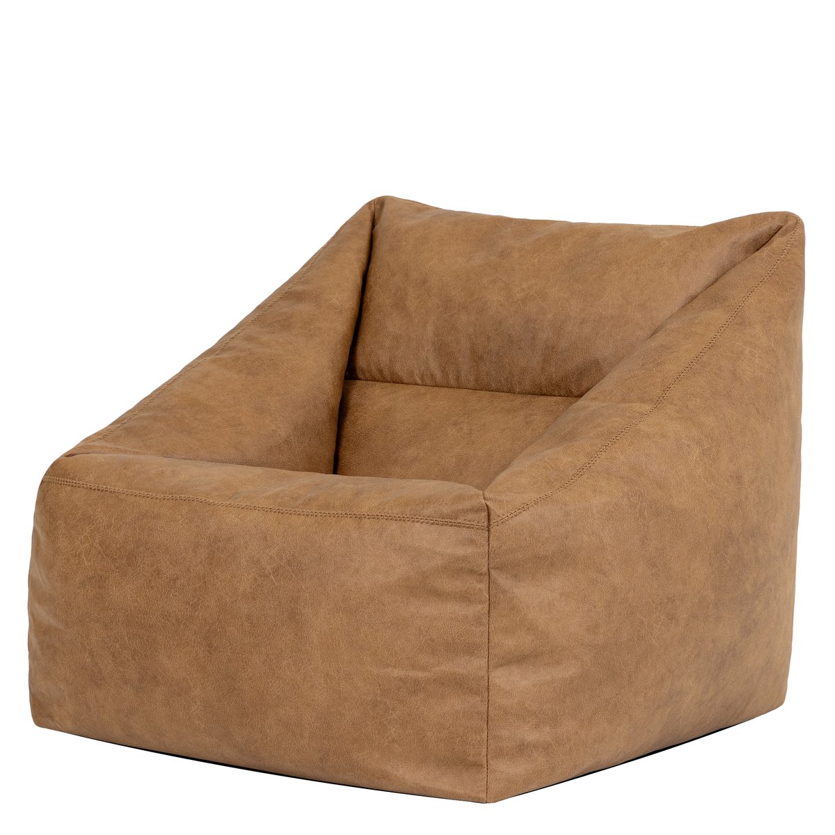 Pouf fauteuil en imitation cuir, végan Oeko-Tex® - NATALIA brun, ICON