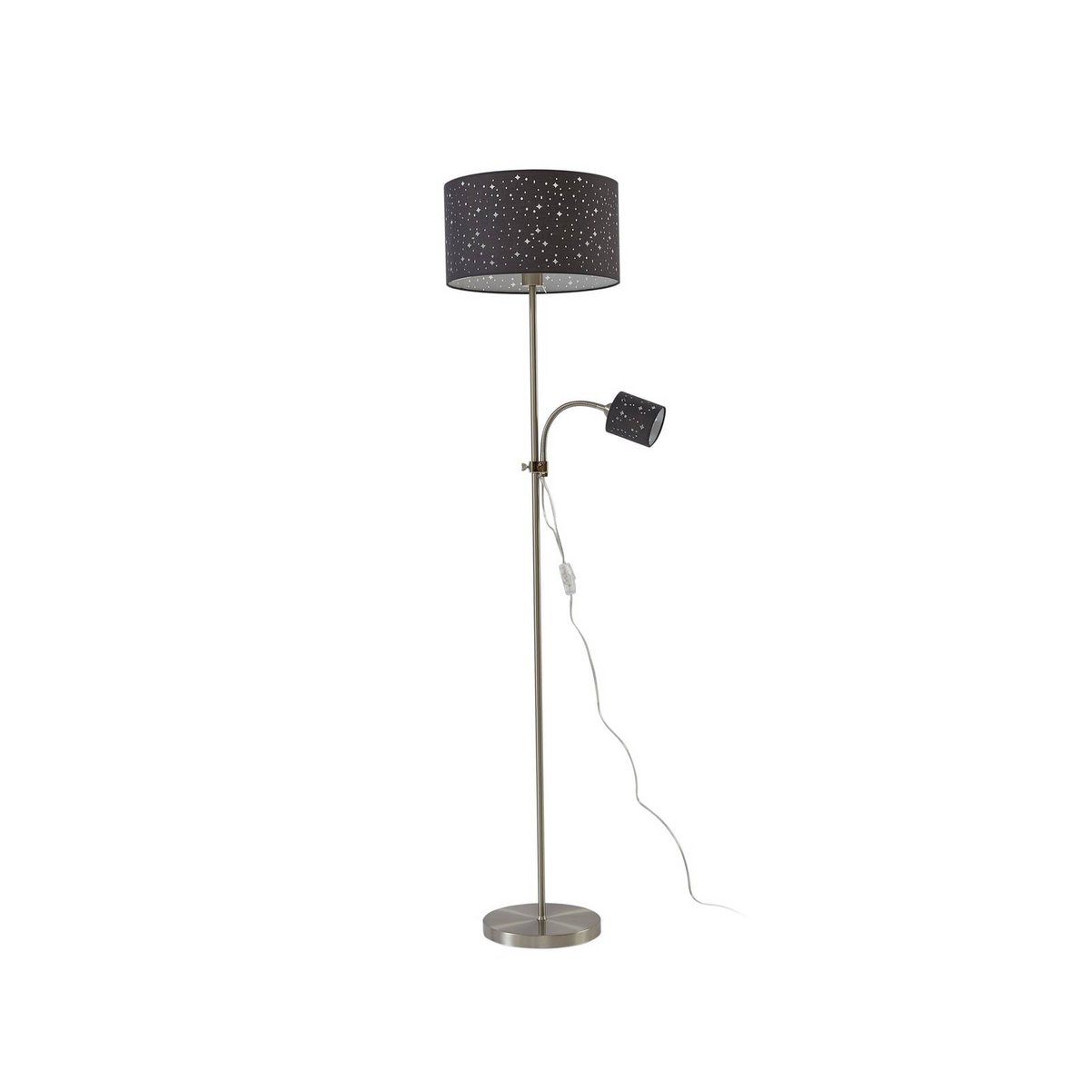 Lampadaire en métal moderne, Melanie nickel mat, gris, LINDBY