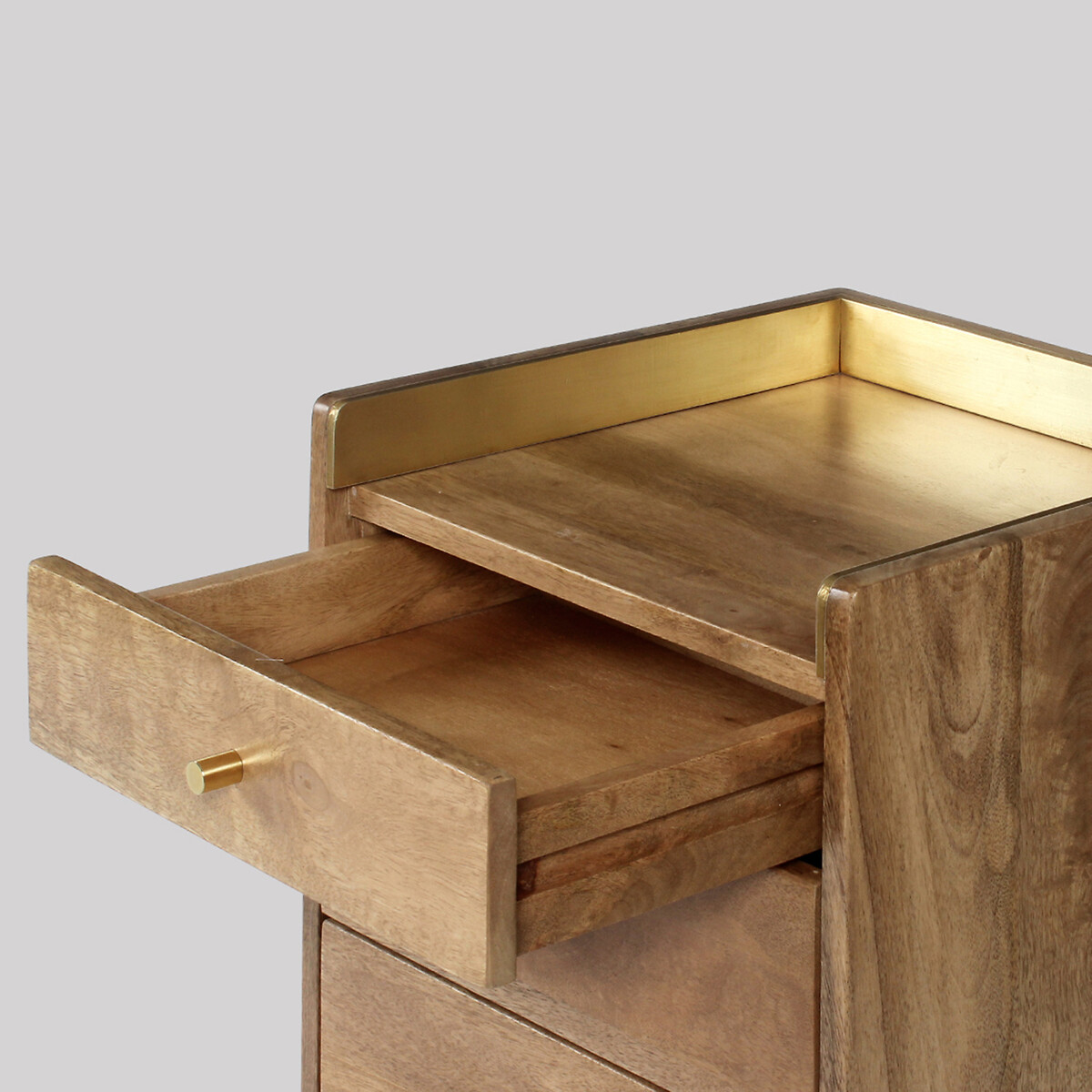 Fresco Mango Wood 3 Drawer Bedside Table light wood, SWOON