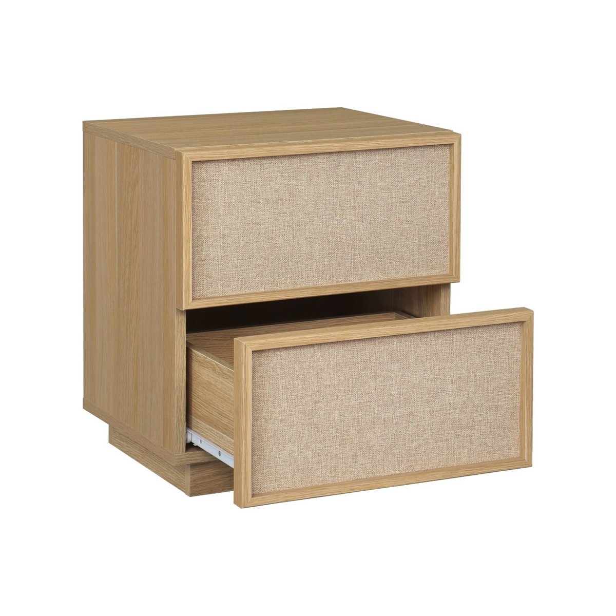 Table de chevet décor bois et tissu 2 tiroirs (lot de 2) KUBA naturel, SWEEEK