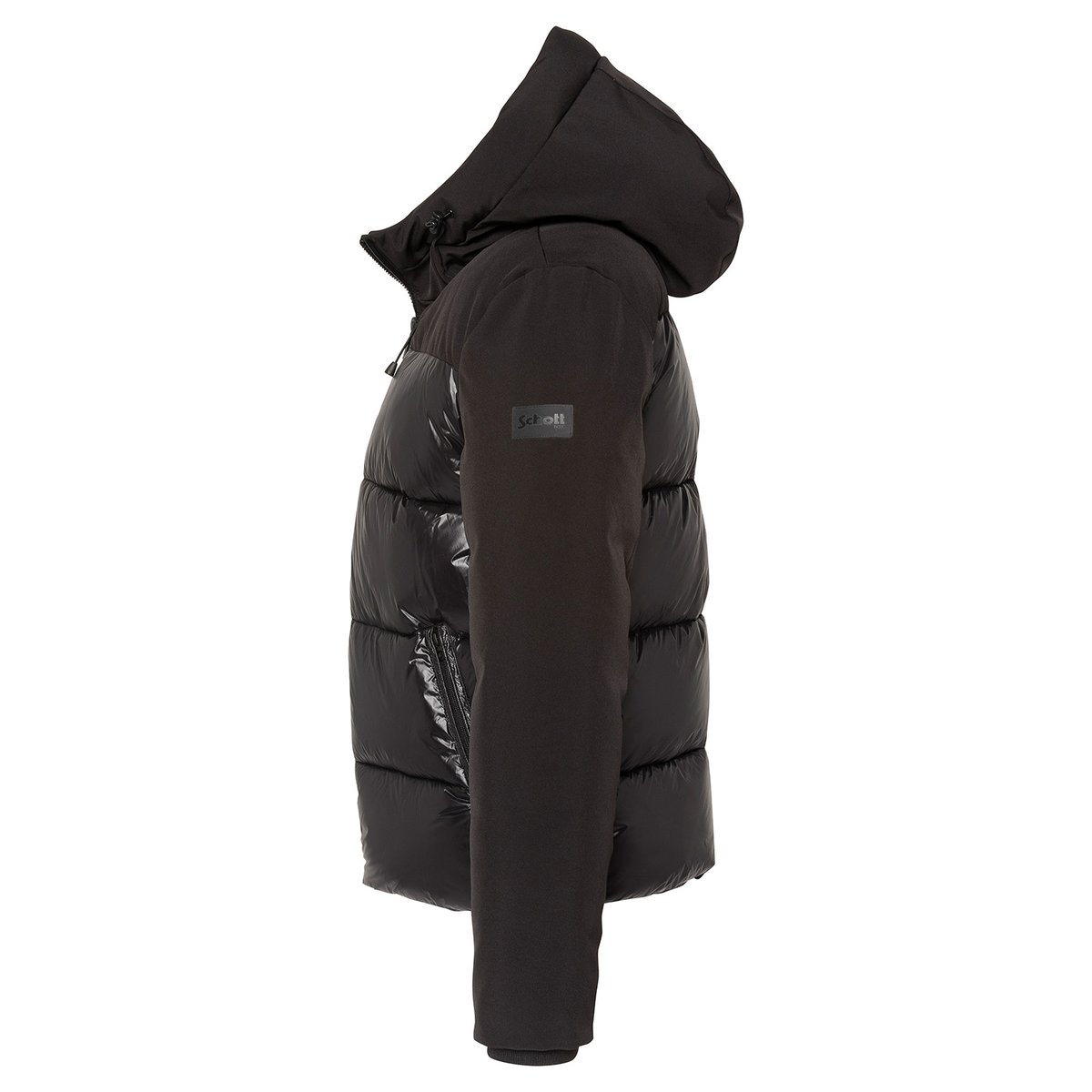 Blouson à capuche bi-matière noir, SCHOTT