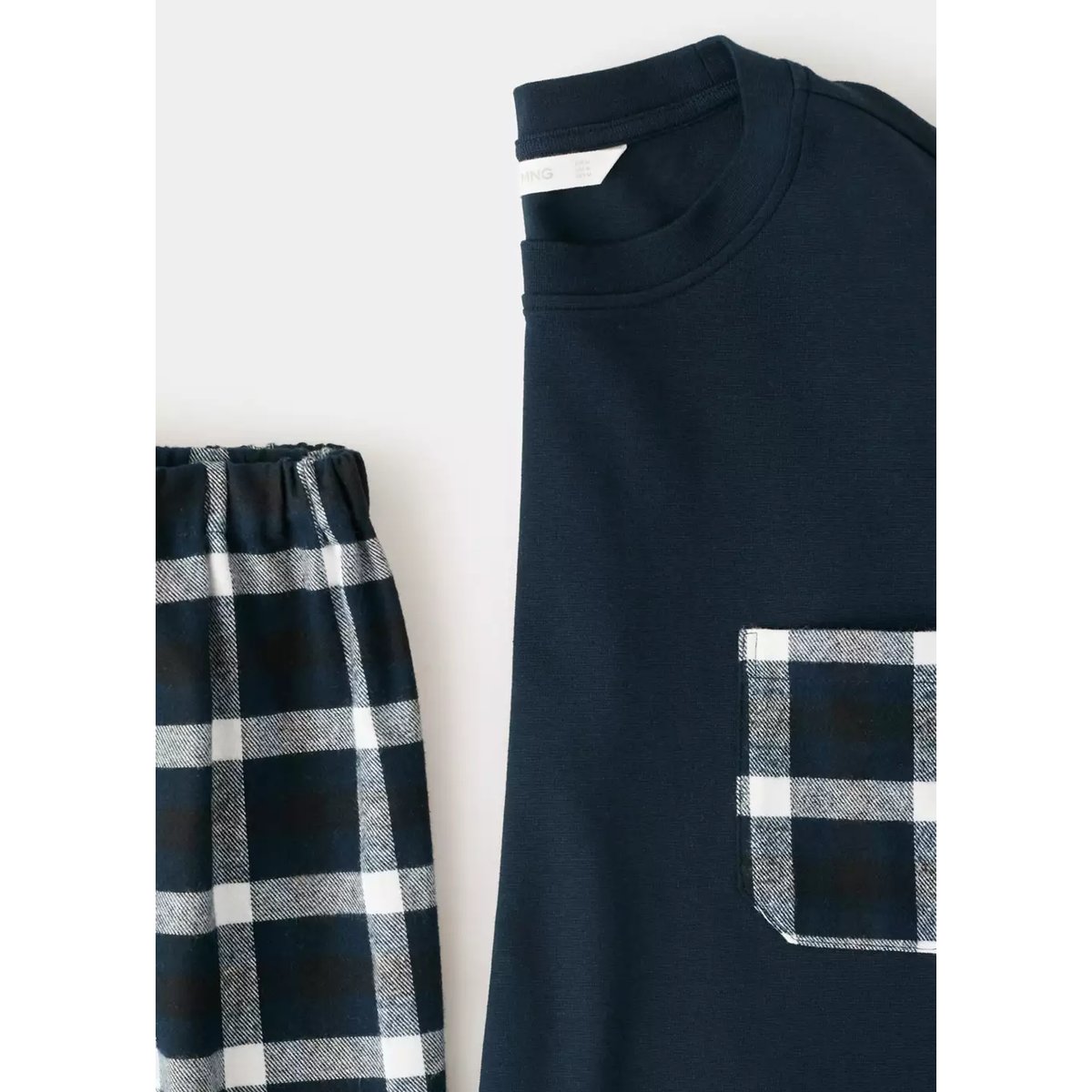 Pack pyjama coton carreaux bleu marine, MANGO MAN