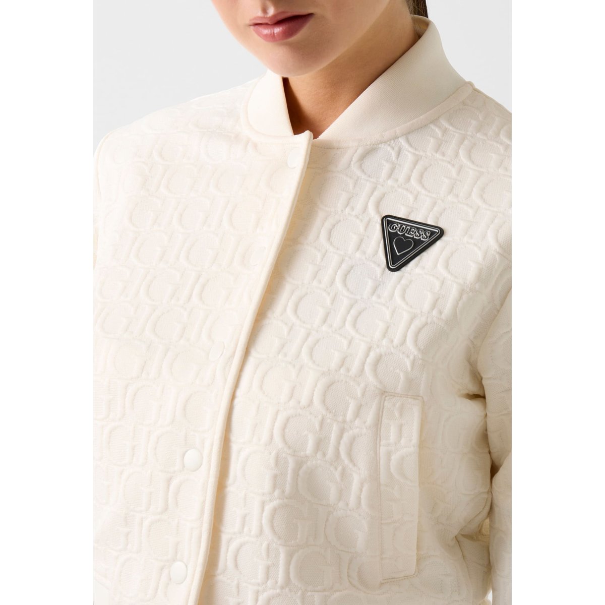 Sweat-Shirt À Logo Embossé blanc, GUESS