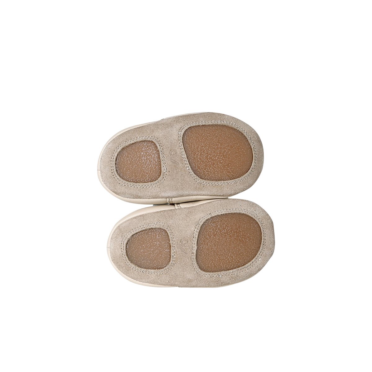 Chaussons cuir souple beige, VERTBAUDET